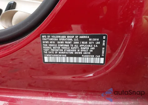 2016 Volkswagen Passat 1.8T Se z USA, uszkodzony, nr VIN 1VWBS7A30GC061648